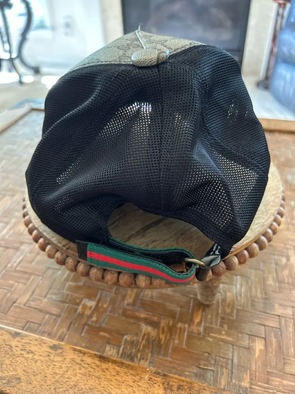 Gucci Beige GG Monogram Tiger Patch Trucker Cap - Picture 6 of 14